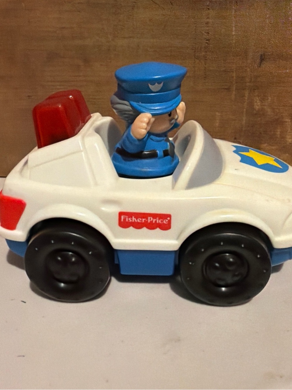 Fisher-Price White and Blue Police Patrol Car with Red Light